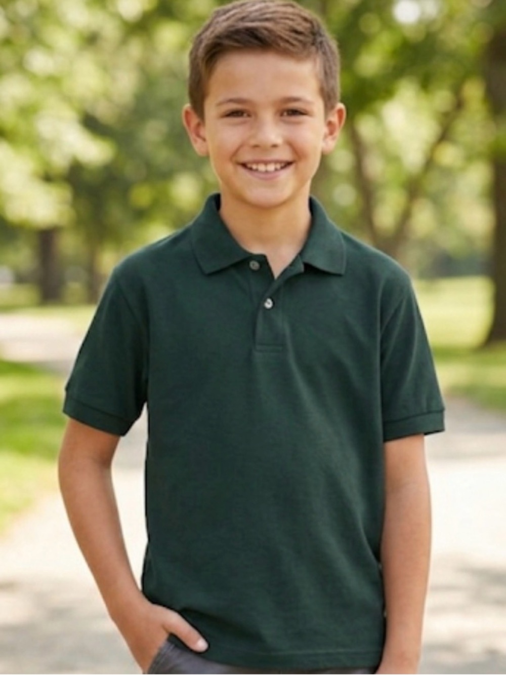 Hanes Deep Green Polo Shirt